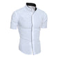 2023 Camisa de cuello alto simple de color sólido clásico delgado para hombre