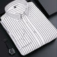 Camisa casual de manga larga a rayas para hombre