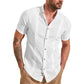 Camisa casual de manga corta de lino y algodón para hombre