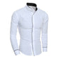 Camisa de cuello alto simple de color sólido clásico delgado para hombre