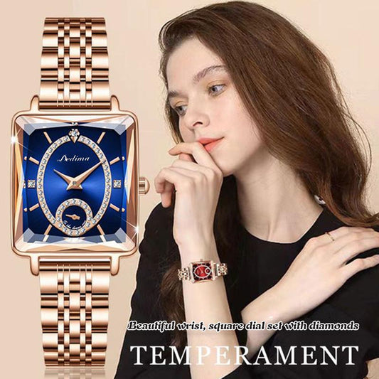 Lindo regalo- Fashion Square Reloj Diamante Oro Rosa Mujer 🔥Compre 2 envío gratis🔥