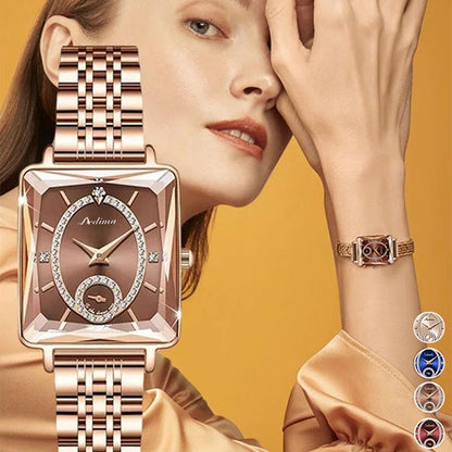 Lindo regalo- Fashion Square Reloj Diamante Oro Rosa Mujer 🔥Compre 2 envío gratis🔥