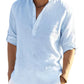 Ventas calientes - Camisa de manga larga de lino de algodón para hombres