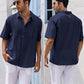 Camisa casual de manga corta de lino y algodón para hombre