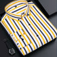 Camisa casual de manga larga a rayas para hombre