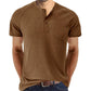 Camiseta informal de manga corta con cuello henley para hombre (compre dos envío gratis)