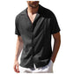 Camisa informal de manga corta de lino suelta para hombre