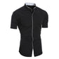 2023 Camisa de cuello alto simple de color sólido clásico delgado para hombre