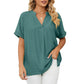 Camisa informal suelta de color liso para mujer