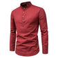 Camisa de pie de manga larga sólida delgada de moda para hombres