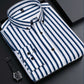 Camisa casual de manga larga a rayas para hombre