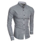 Camisa de cuello alto simple de color sólido clásico delgado para hombre