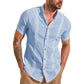 Camisa casual de manga corta de lino y algodón para hombre