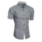 2023 Camisa de cuello alto simple de color sólido clásico delgado para hombre