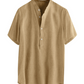Camisas de hombre de manga corta de lino y algodón de verano