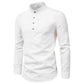 Camisa de pie de manga larga sólida delgada de moda para hombres