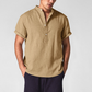 Camisas de hombre de manga corta de lino y algodón de verano