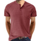 Camiseta informal de manga corta con cuello henley para hombre (compre dos envío gratis)