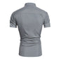 2023 Camisa de cuello alto simple de color sólido clásico delgado para hombre