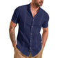 Camisa casual de manga corta de lino y algodón para hombre