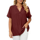 Camisa informal suelta de color liso para mujer