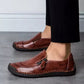 Mocasines sin cordones de cuero cómodos e informales con cremallera lateral hechos a mano para hombre
