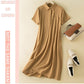 Vestido Sencillo Transpirable de Manga Corta para Mujer