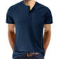 Camiseta informal de manga corta con cuello henley para hombre (compre dos envío gratis)