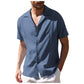 Camisa informal de manga corta de lino suelta para hombre