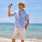 Camisa de playa con bolsillos de algodón para hombre 2023