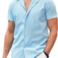 Camisa de manga corta de color puro con solapa para hombre
