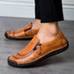 Mocasines sin cordones de cuero cómodos e informales con cremallera lateral hechos a mano para hombre