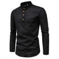 Camisa de pie de manga larga sólida delgada de moda para hombres