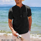Camisa de playa con bolsillos de algodón para hombre 2023