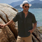 Camisa de playa con bolsillos de algodón para hombre 2023