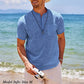 Camisa de playa con bolsillos de algodón para hombre 2023