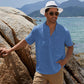 Camisa de playa con bolsillos de algodón para hombre 2023