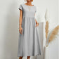 Vestido femenino de algodón con cuello redondo