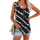 Verano casual rayas botones sin mangas camiseta sin mangas