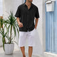 Camisa casual de manga corta de lino y algodón para hombre
