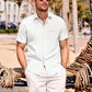 Camisa de manga corta de lino de algodón de algodón para hombres