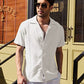 Camisa informal de manga corta de lino suelta para hombre