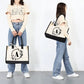 Bolsa de lona con letras DE las mujeres el color simple hombro compras bolso tote- Compre 3 envío gratis