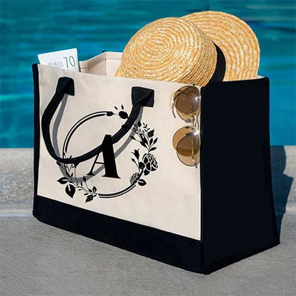 Bolsa de lona con letras DE las mujeres el color simple hombro compras bolso tote- Compre 3 envío gratis