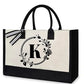 Bolsa de lona con letras DE las mujeres el color simple hombro compras bolso tote- Compre 3 envío gratis