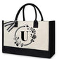 Bolsa de lona con letras DE las mujeres el color simple hombro compras bolso tote- Compre 3 envío gratis