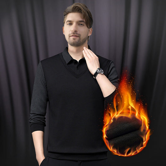 Camisa de punto de dos piezas con solapa para hombre