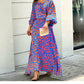 Conjunto de vestido largo con mangas con aberturas en espiral