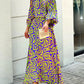 Conjunto de vestido largo con mangas con aberturas en espiral