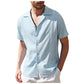 Camisa informal de manga corta de lino suelta para hombre